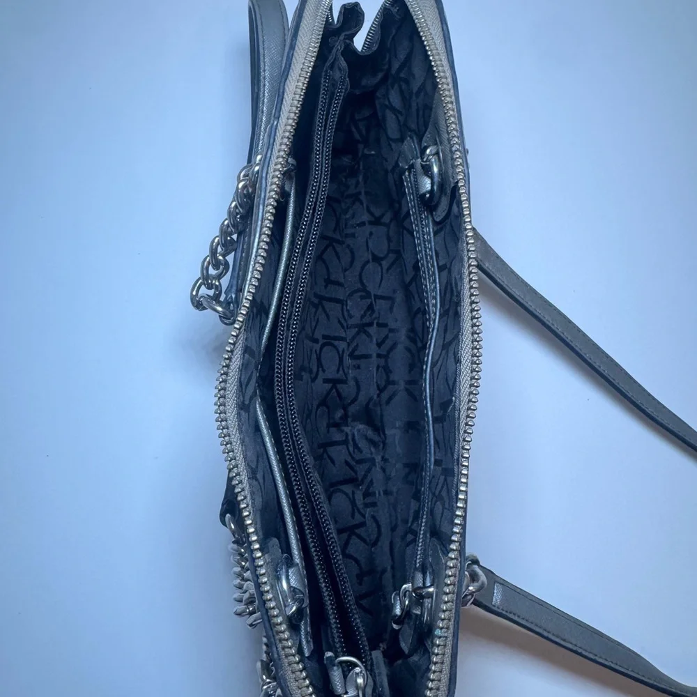 Calvin Klein Silver Metallic Embossed Bag